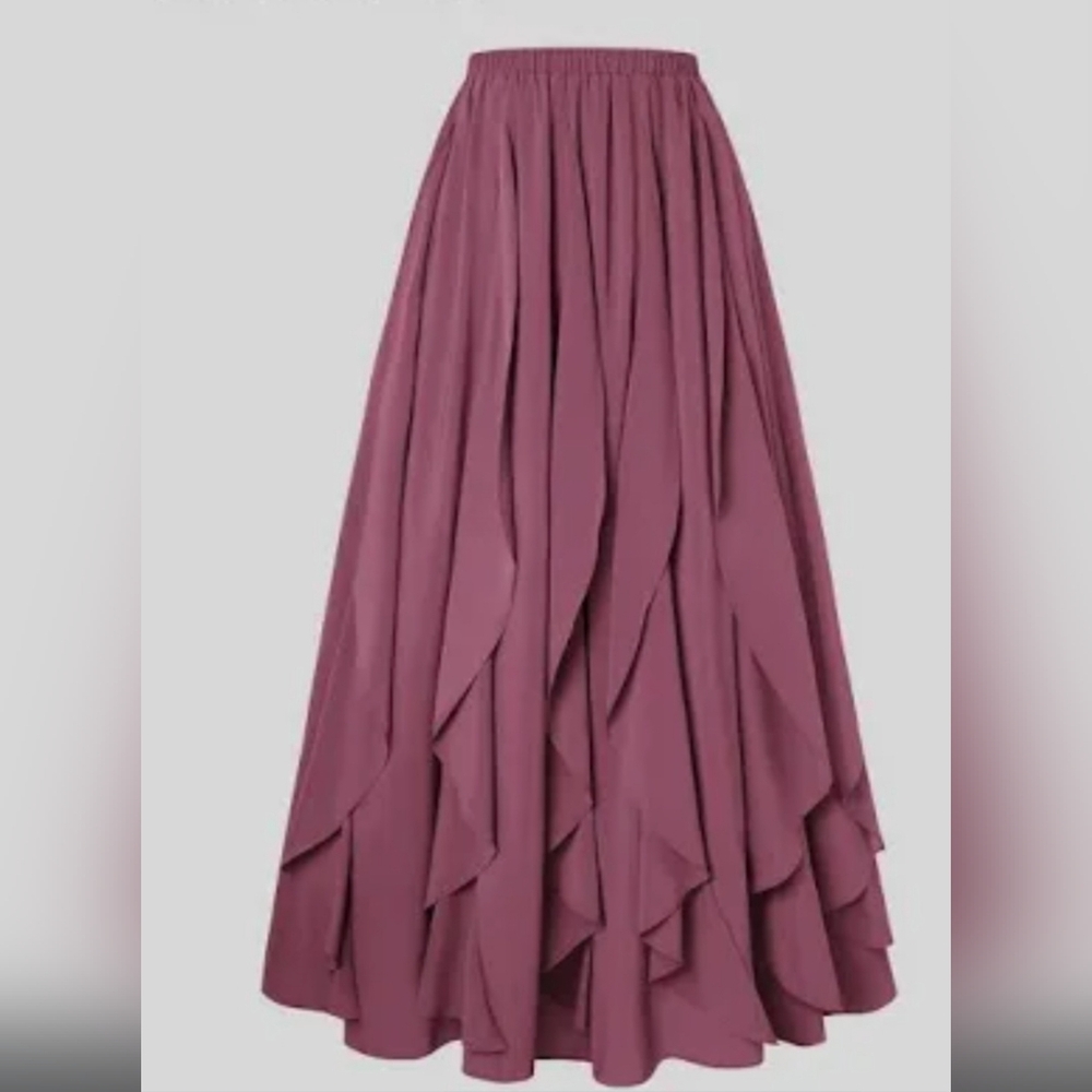 Renaissance Scarlett Darkness Layered A-Line Skirt in Plum